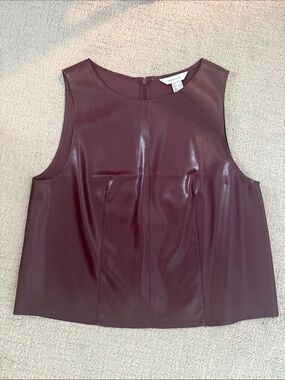 Vince Faux Leather Sleeveless Top - Wine